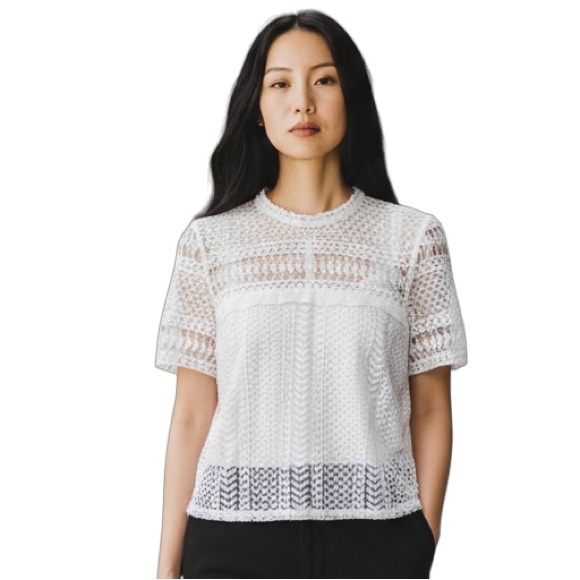 Aqua Tops - Aqua white pintelle top size small